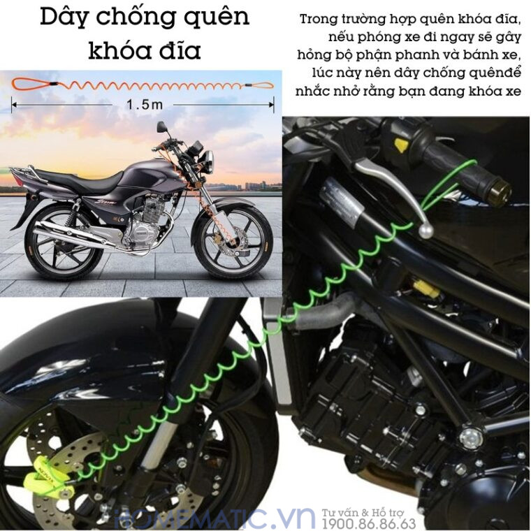 Dây chống quên Khóa đĩa Xe Máy Dây chống quên Khóa đĩa Xe Máy