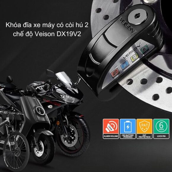 Khóa đĩa Xe Máy Có Còi Hú 2 Chế độ Veison Dx19v2