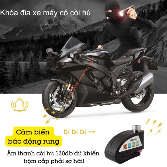 Khóa đĩa Xe Máy Có Còi Hú 2 Chế độ Veison Dx19v2