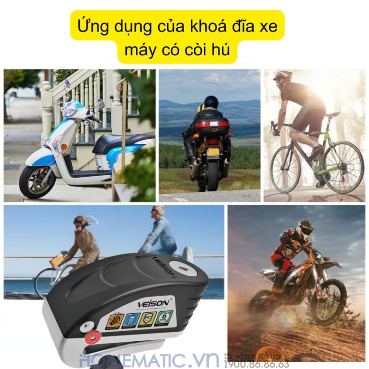 Khóa đĩa Xe Máy Có Còi Hú 2 Chế độ Veison Dx19v2