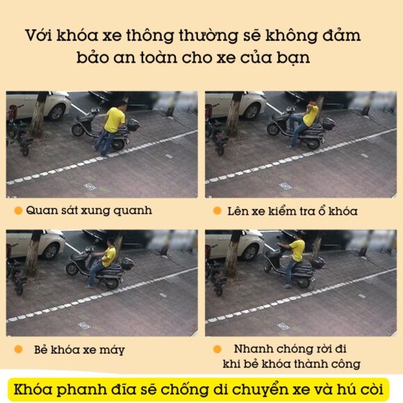 Khóa Phanh đĩa Xe Máy sẽ chống di chuyển xe và hú còi