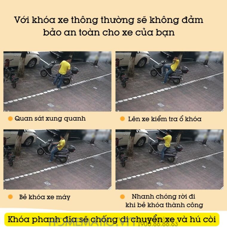 Khóa Phanh đĩa Xe Máy sẽ chống di chuyển xe và hú còi