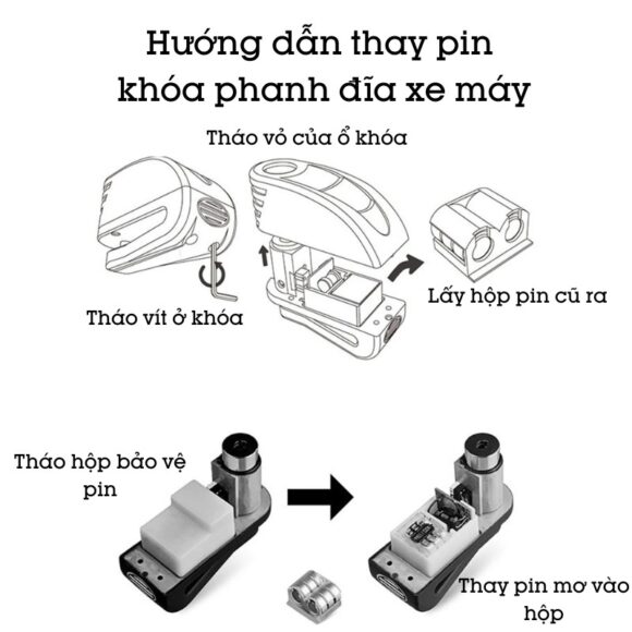 Hướng dẫn thay pin Khóa Phanh đĩa Xe Máy