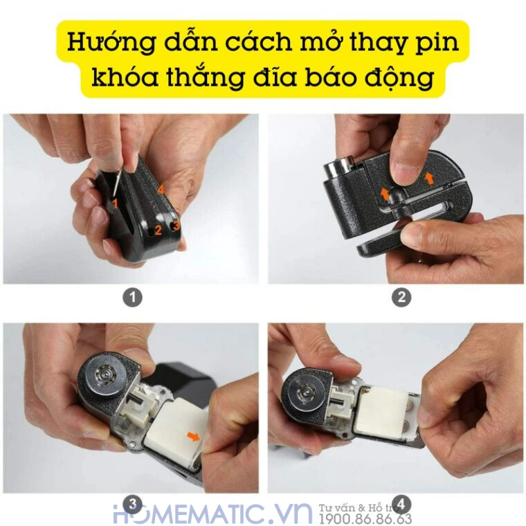 Cách mở thay pin Khóa Thắng đĩa Cách mở thay pin Khóa Thắng đĩa