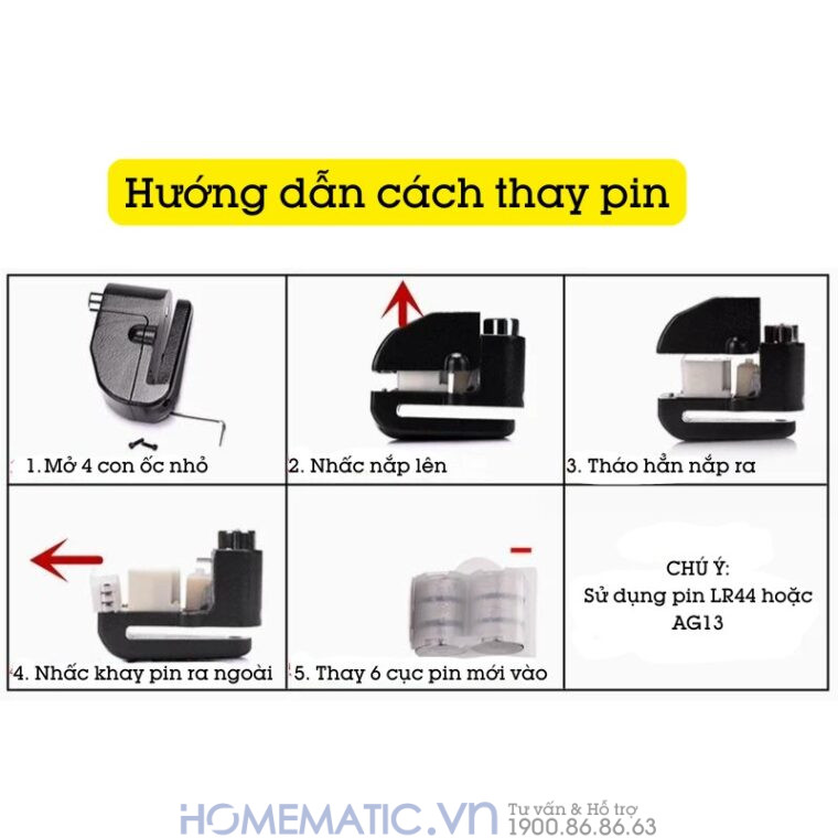 Khóa Thắng đĩa chi tiết cách mở thay pin