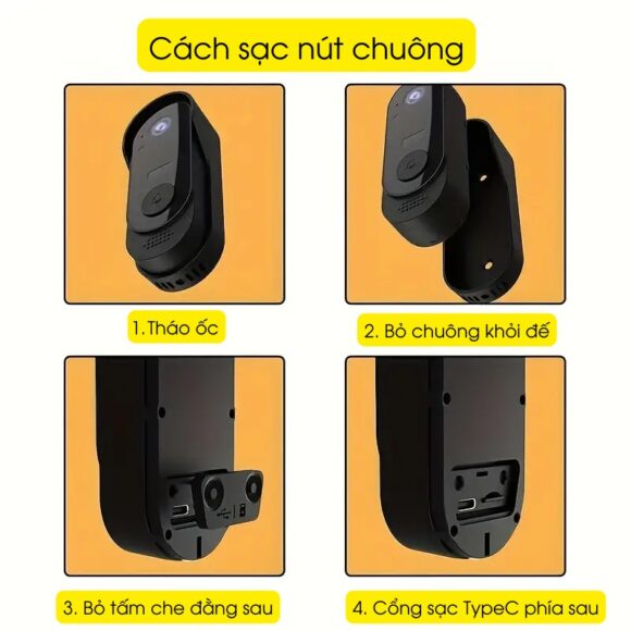 Chuông Cửa Có Hình Không Dây X8 cách sạc nút chuông camera