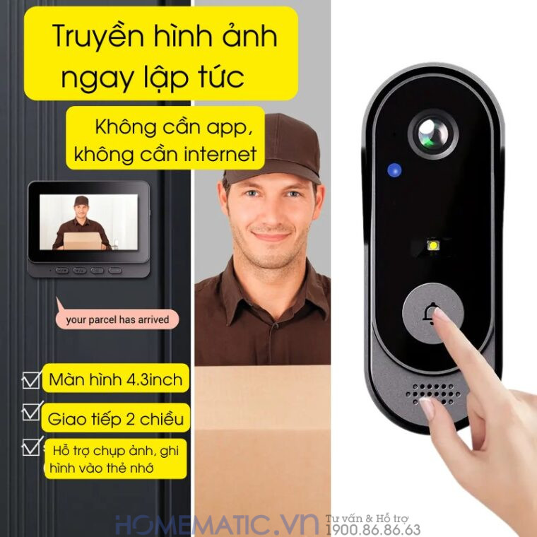 Chuông Cửa Có Hình Không Dây X8 truyền hình ảnh ngay lập tức