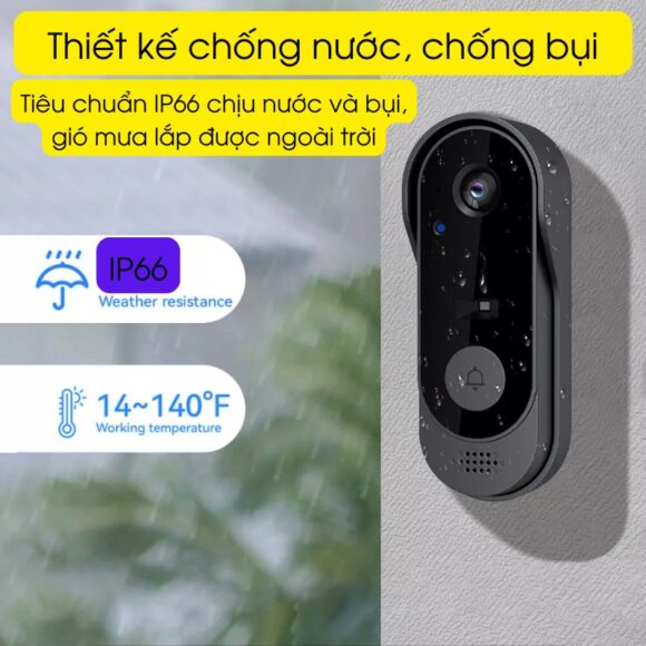 Chuông Cửa Có Hình Không Dây X8 có thiết kế chống nước, chống bụi