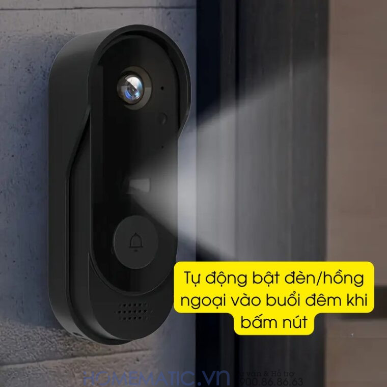 Chuông Cửa Có Hình Không Dây X8 tự đồng bật đèn/hồng ngoại khi bấm nút