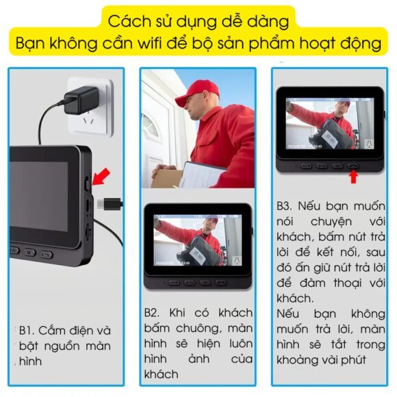 Chuông Cửa Có Hình Không Dây X8 có cách sử dụng dễ dàng