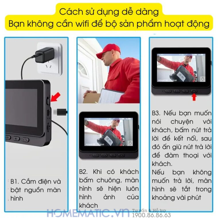 Chuông Cửa Có Hình Không Dây X8 có cách sử dụng dễ dàng
