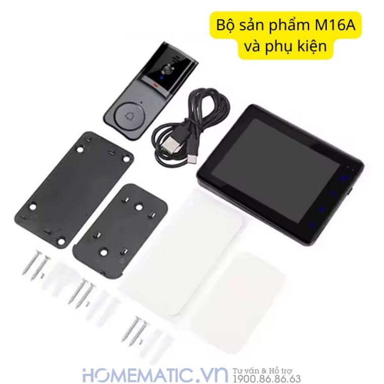 Chuông Hình Không Dây Khoảng Cách Xa Pin Sạc M16a full bộ phụ kiện