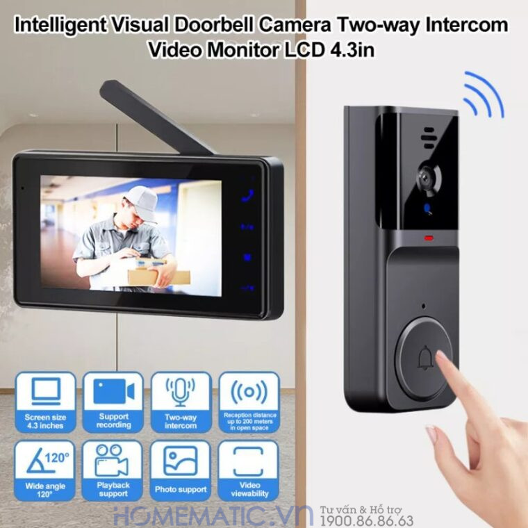 Chuông Hình Không Dây Khoảng Cách Xa Pin Sạc M16a