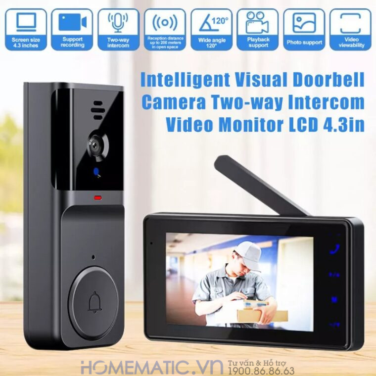 Chuông Hình Không Dây Khoảng Cách Xa Pin Sạc M16a