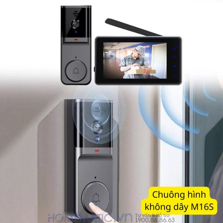Chuông Hình Không Dây Khoảng Cách Xa Pin Sạc M16a