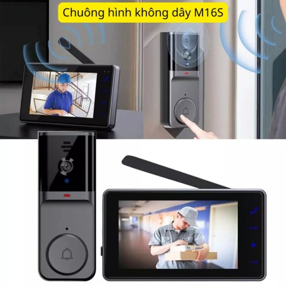 Chuông Hình Không Dây Khoảng Cách Xa Pin Sạc M16a