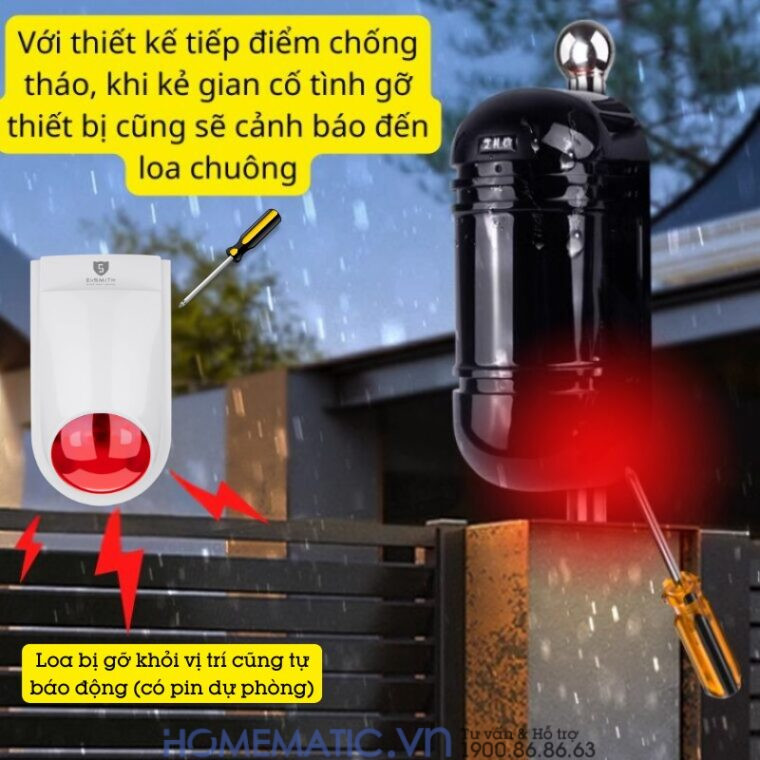 Bộ Báo động Hàng Rào Hồng Ngoại Không Dây Chống Trộm Eskit-abt có trang bị tính năng chống tháo giúp bảo vệ an toàn hơn
