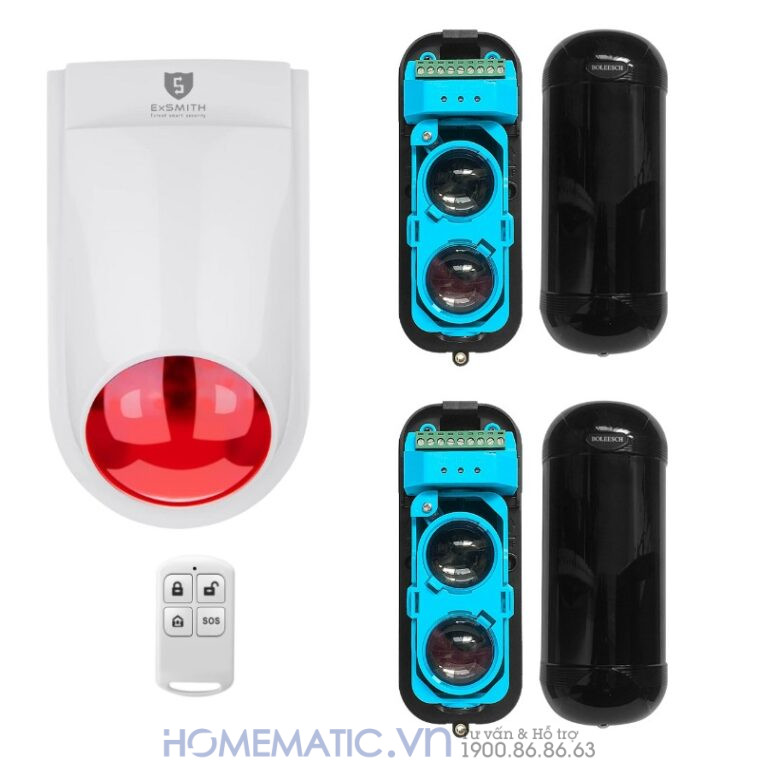 Bộ Báo động Hàng Rào Hồng Ngoại Không Dây Chống Trộm Eskit-abt bộ 2 cảm biến 1 loa chuông
