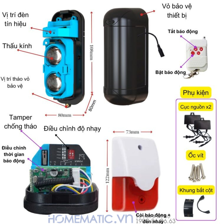 Bộ Hàng Rào điện Tử Hồng Ngoại Báo động Chống Trộm Boleesch Abt-100v3f mô tả tính năng