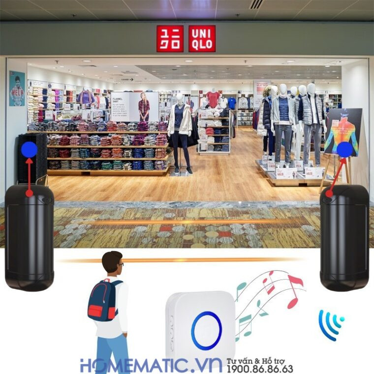 Chuông Báo Khách Cho Cửa Hàng - Báo Có Người Vào Nhà sử dụng cảm biến hồng ngoại 2 tia cho khoảng cách 100m Chuông Báo Khách Cho Cửa Hàng - Báo Có Người Vào Nhà sử dụng cảm biến hồng ngoại 2 tia cho khoảng cách 100m