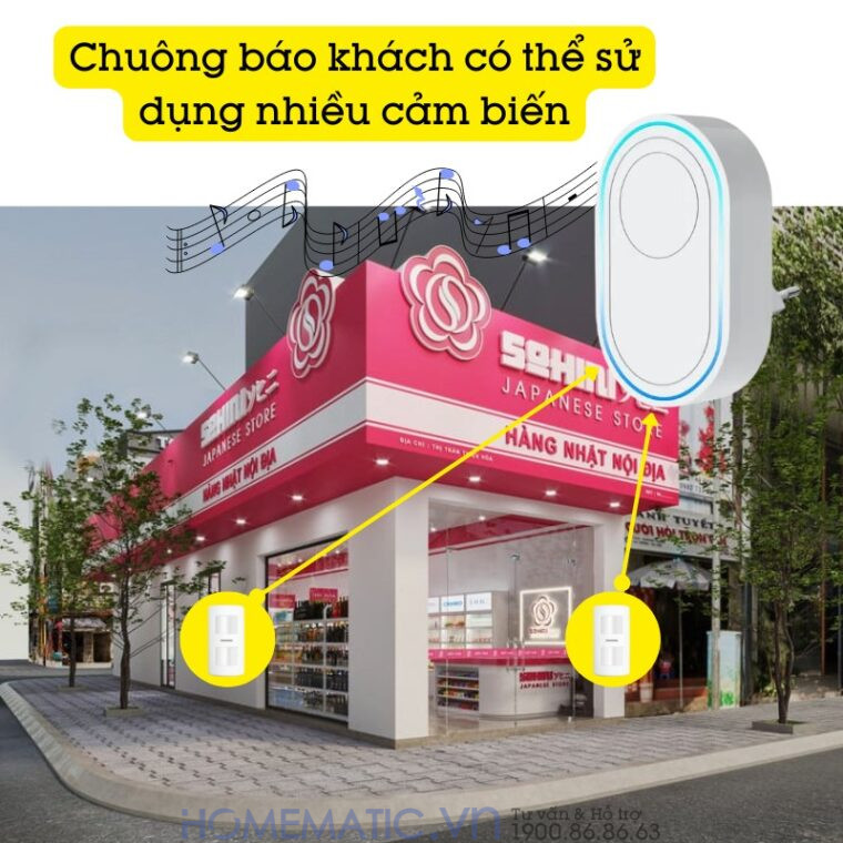Chuông Báo Khách Cho Cửa Hàng - Báo Có Người Vào Nhà có thể sử dụng cho nhiều cảm biến Chuông Báo Khách Cho Cửa Hàng - Báo Có Người Vào Nhà có thể sử dụng cho nhiều cảm biến
