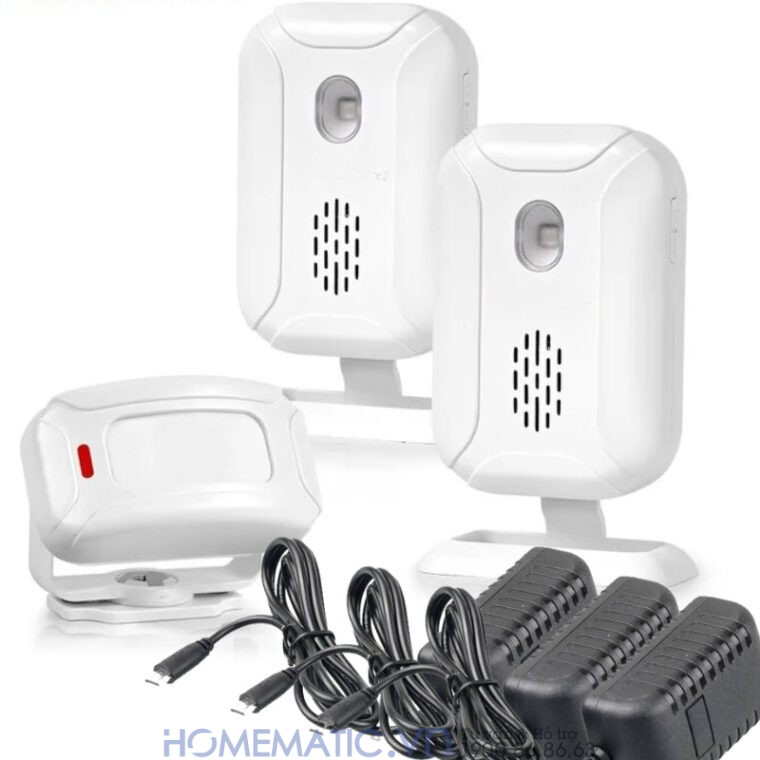 Chuông Báo Khách Cho Cửa Hàng Cảm ứng Hồng Ngoại Phát Nhạc Mp3 Mspir01(3) 1 cảm biến 2 loa chuông gồm nguồn