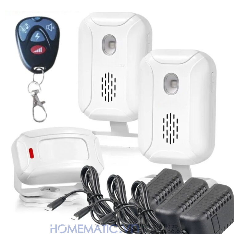 Chuông Báo Khách Cho Cửa Hàng Cảm ứng Hồng Ngoại Phát Nhạc Mp3 Mspir01(3) bộ full 1 cảm biến 2 loa chuông