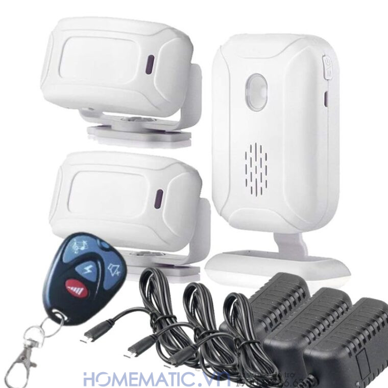Chuông Báo Khách Cho Cửa Hàng Cảm ứng Hồng Ngoại Phát Nhạc Mp3 Mspir01(3) bộ full 2 cảm biến 1 loa chuông