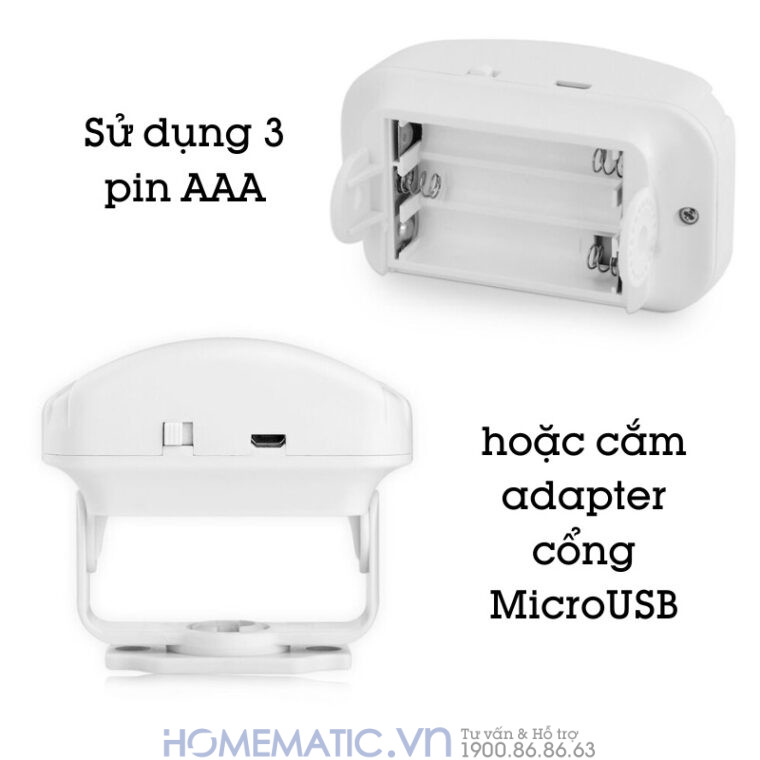Chuông Báo Khách Cho Cửa Hàng Cảm ứng Hồng Ngoại Phát Nhạc Mp3 Mspir01(3) sử dụng 3 pin AAA hoặc cổng nguồn MicroUSB