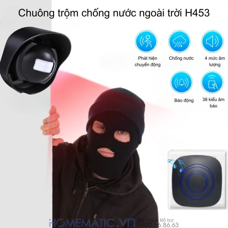Chuông Chống Trộm Không Dây Chống Nước Ngoài Trời Homematic H453(2)