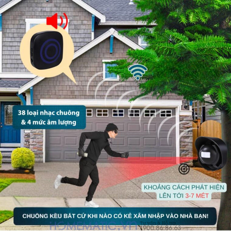 Chuông Chống Trộm Không Dây Chống Nước Ngoài Trời Homematic H453(2)