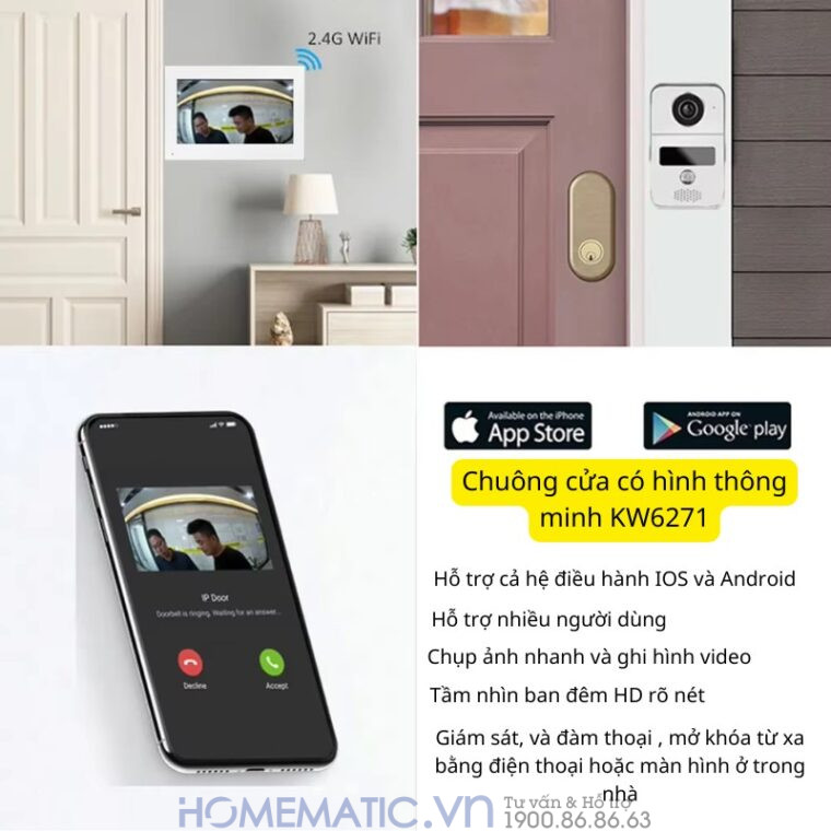 Chuông Cửa Có Hình Thông Minh Wifi Màn 10inch Smartlife Kw62101
