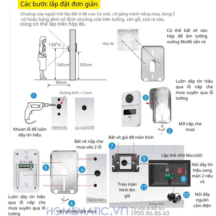 Chuông Cửa Có Hình Thông Minh Wifi Màn 10inch Smartlife Kw62101 các bước lắp đặt đơn giản Chuông Cửa Có Hình Thông Minh Wifi Màn 10inch Smartlife Kw62101 các bước lắp đặt đơn giản