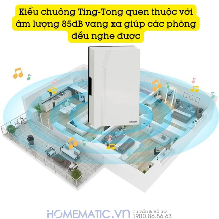 Chuông Cửa Không Dây Cao Cấp Chống Nước Schneider Electric A3031cct có kiểu chuông tính tong quen thuộc