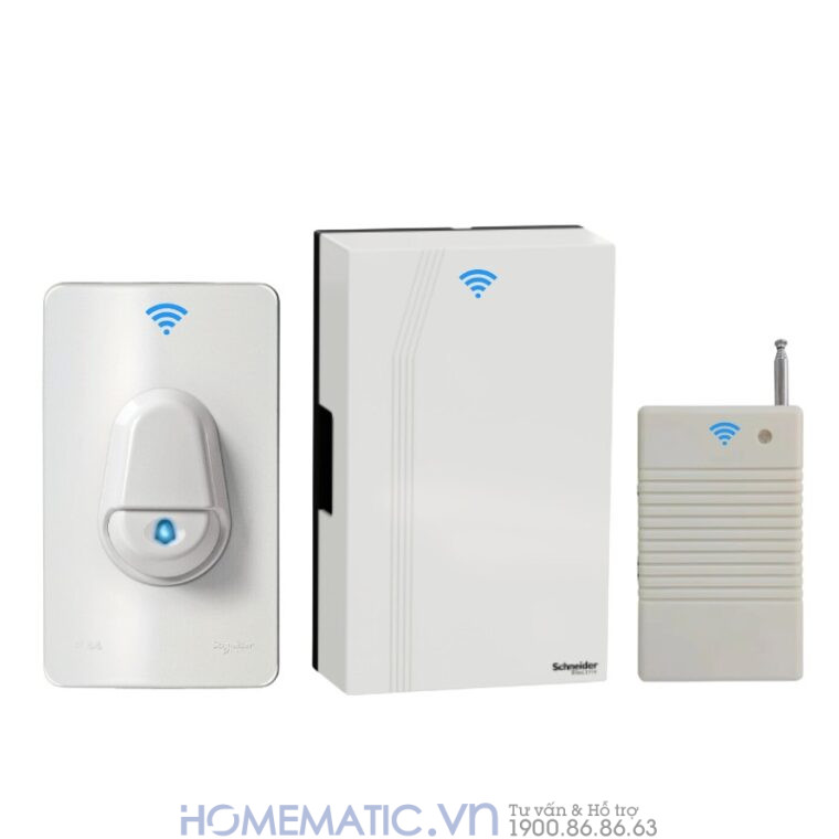 Chuông Cửa Không Dây Cao Cấp Chống Nước Schneider Electric A3031cct bộ 1 nút bấm 1 loa chuông và 1 tăng sóng