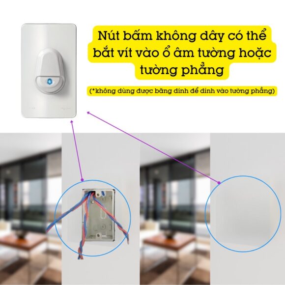 Chuông Cửa Không Dây Cao Cấp Chống Nước Schneider Electric A3031cct có nút bấm có thể lắp trên hộp âm tường hoặc tường phẳng