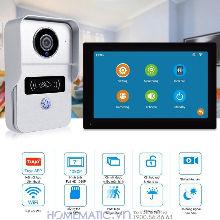 Chuông Cửa Màn Hình 7inch Thông Minh Wifi Smartlife Kw6271