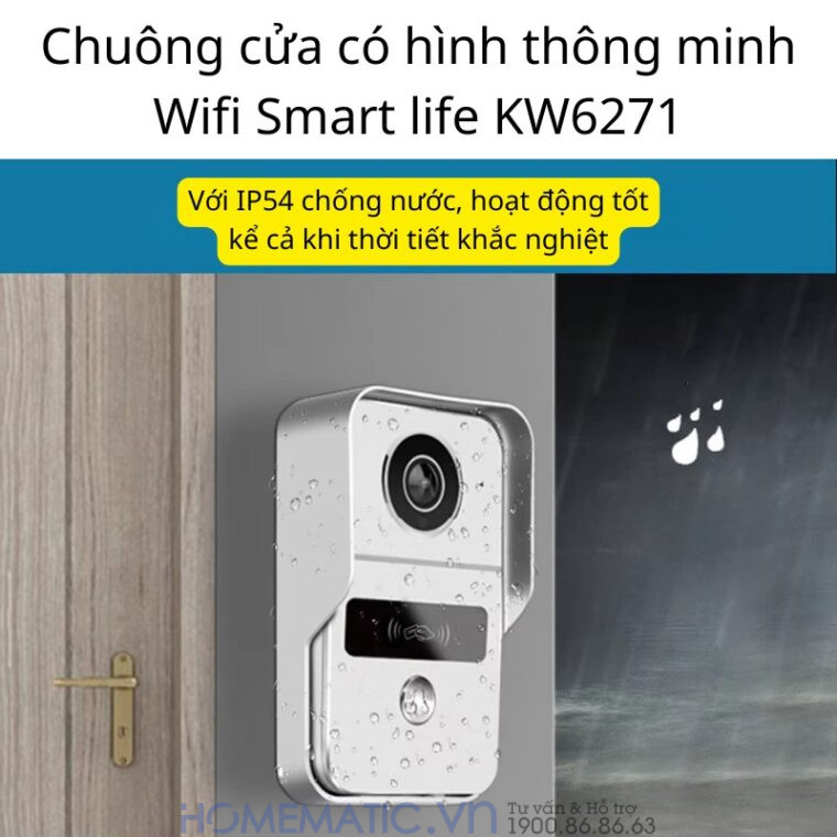 Chuông Cửa Màn Hình 7inch Thông Minh Wifi Smartlife Kw6271 nút bấm chống nước ngoài trời