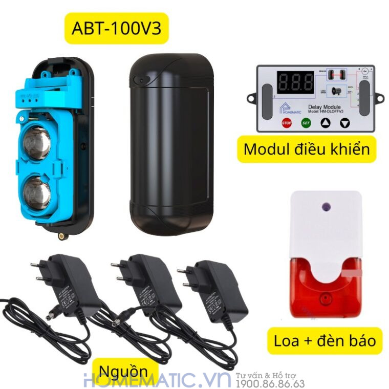 Hàng Rào Hồng Ngoại 2 Tia 100m Boleesch Abt-100v3 bộ full