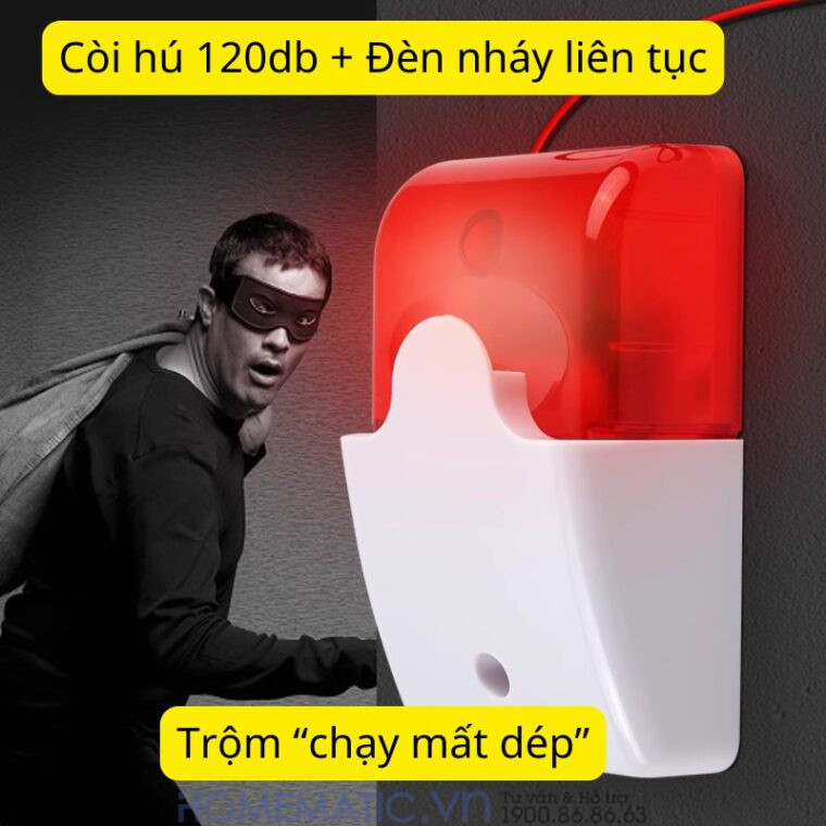 Hàng Rào Hồng Ngoại 2 Tia 100m Boleesch Abt-100v3 sử dụng loa còi + đèn nháy liên tục