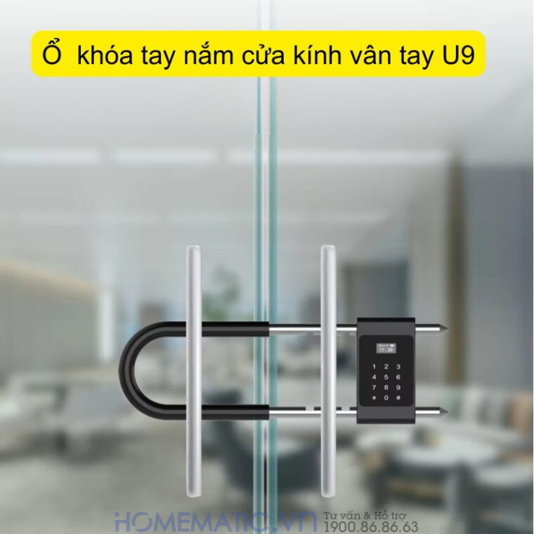 Khóa Cửa Kính Cường Lực Khóa Tay Nắm Cửa Mã Số Vân Tay Thẻ Từ Thông Minh Exsmith U9