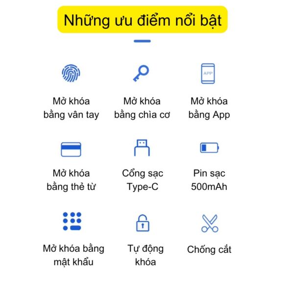 Khóa Cửa Kính Cường Lực Khóa Tay Nắm Cửa Mã Số Vân Tay Thẻ Từ Thông Minh Exsmith U9