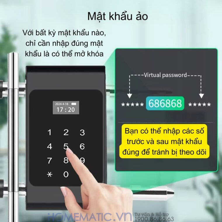 Khóa Cửa Kính Cường Lực Khóa Tay Nắm Cửa Mã Số Vân Tay Thẻ Từ Thông Minh Exsmith U9