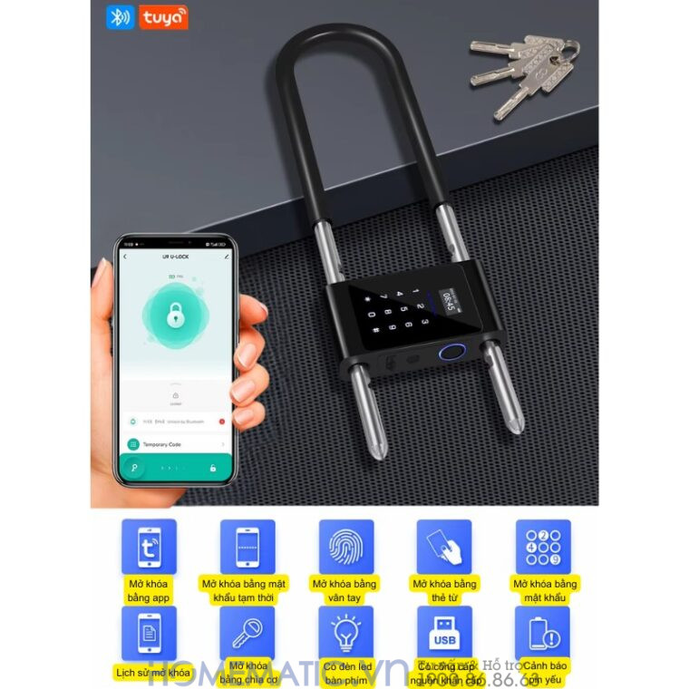 Khóa Cửa Kính Cường Lực Khóa Tay Nắm Cửa Mã Số Vân Tay Thẻ Từ Thông Minh Exsmith U9