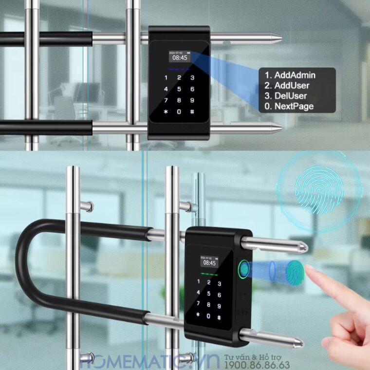 Khóa Cửa Kính Cường Lực Khóa Tay Nắm Cửa Mã Số Vân Tay Thẻ Từ Thông Minh Exsmith U9