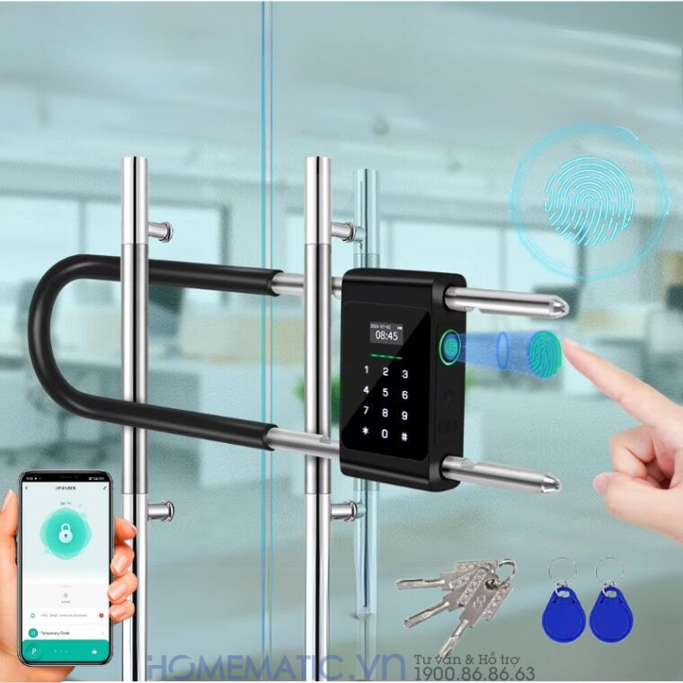 Khóa Cửa Kính Cường Lực Khóa Tay Nắm Cửa Mã Số Vân Tay Thẻ Từ Thông Minh Exsmith U9