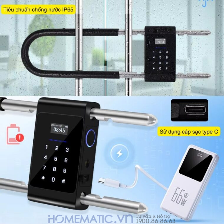 Khóa Cửa Kính Cường Lực Khóa Tay Nắm Cửa Mã Số Vân Tay Thẻ Từ Thông Minh Exsmith U9