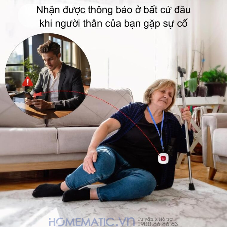 Chuông Bấm Cho Người Già Nút Bấm Wifi đeo Cổ Báo Về điện Thoại Pbsos2