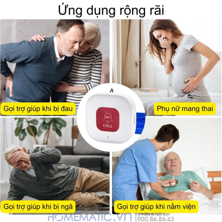 Chuông Bấm Cho Người Già Nút Bấm Wifi đeo Cổ Báo Về điện Thoại Pbsos2