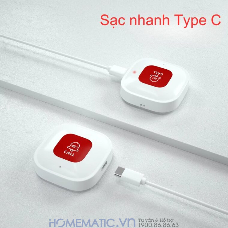 Chuông Bấm Cho Người Già Nút Bấm Wifi đeo Cổ Báo Về điện Thoại Pbsos2